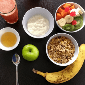 Yogurt con frutas y muesli